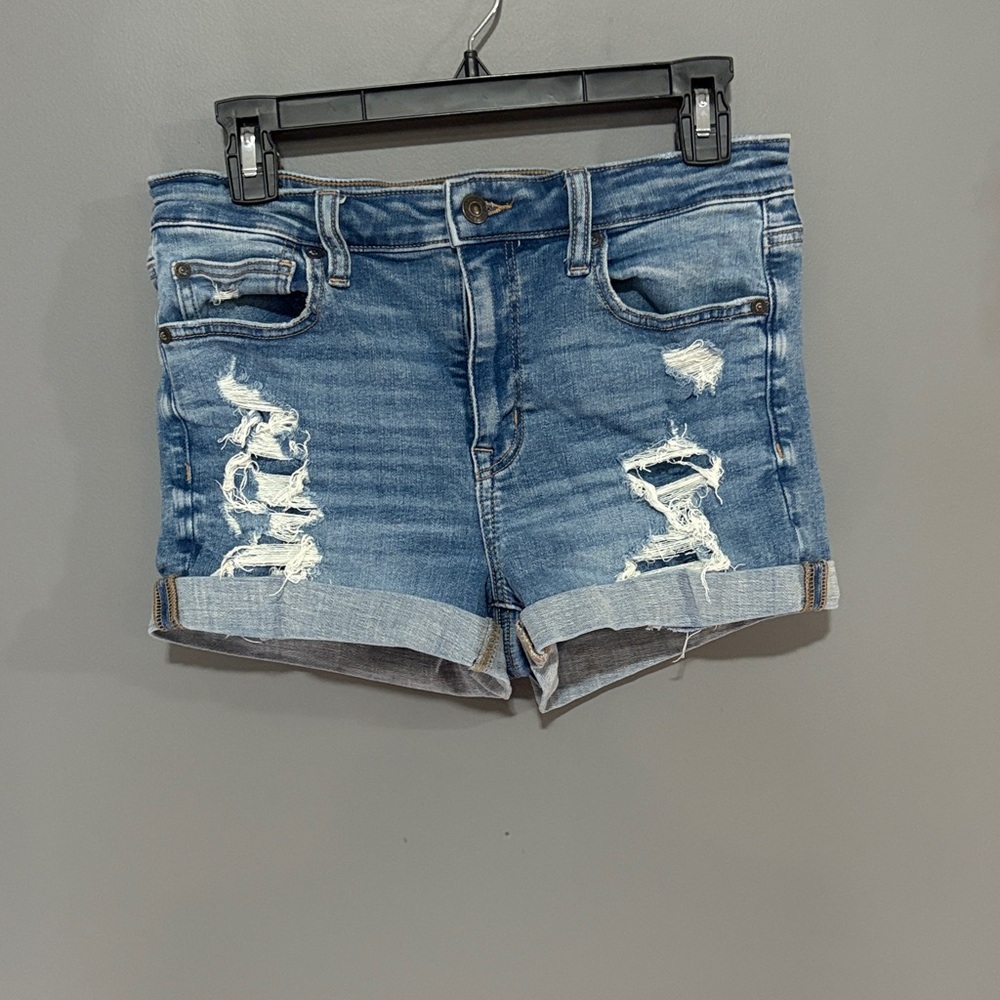 American Eagle Outfitters Blue Distressed Jean Shorts